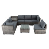 NNEDSZ 8PCS Outdoor Furniture Modular Lounge Sofa Lizard-Grey