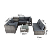 NNEDSZ 8PCS Outdoor Furniture Modular Lounge Sofa Lizard-Grey