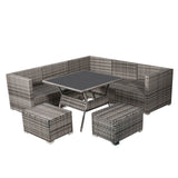 NNEDSZ 8PC Outdoor Dining Set Wicker Table &amp; Chairs-Grey
