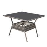 NNEDSZ 8PC Outdoor Dining Set Wicker Table &amp; Chairs-Grey