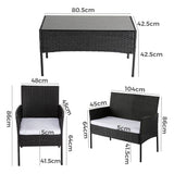 NNEDSZ Ville 4-Seater PE Wicker Outdoor Lounge Sofa Set