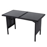 NNEDSZ Ella 8-Seater Modular Outdoor Garden Lounge and Dining Set with Table and Stools in Black