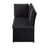 NNEDSZ Ella 8-Seater Modular Outdoor Garden Lounge and Dining Set with Table and Stools in Black