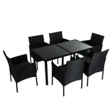 NNEDSZ Outdoor Minimalist Black Wicker 6-Seater Dining Set