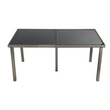 NNEDSZ Rural Style Outdoor Grey Wicker 6 Seater Dining Set