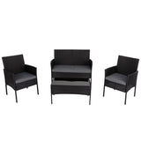 NNEDSZ 4 Seater Wicker Outdoor Lounge Set - Black