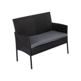 NNEDSZ 4 Seater Wicker Outdoor Lounge Set - Black
