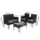 NNEDSZ 4 Seater Wicker Outdoor Lounge Set - Black