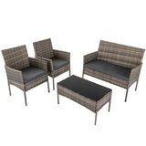 NNEDSZ 4 Seater Wicker Outdoor Lounge Set - Mixed Grey