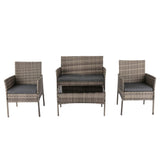 NNEDSZ 4 Seater Wicker Outdoor Lounge Set - Mixed Grey