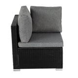 NNEDSZ 7PC Outdoor Wicker Loveseat Setting with Storage Corner (Black)