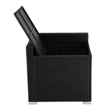 NNEDSZ 7PC Outdoor Wicker Loveseat Setting with Storage Corner (Black)