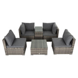 NNEDSZ Outdoor Modular Lounge Sofa with Wicker End Table Set