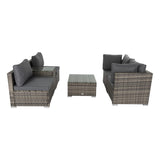 NNEDSZ Outdoor Modular Lounge Sofa with Wicker End Table Set