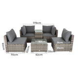 NNEDSZ Outdoor Modular Lounge Sofa with Wicker End Table Set