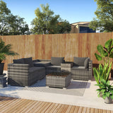 NNEDSZ 7PC Outdoor Wicker Lounge with Storage Corner (Grey)