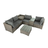 NNEDSZ 7PC Outdoor Wicker Lounge with Storage Corner (Grey)