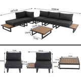 NNEDSZ Modern Outdoor 7 Piece Lounge Set with Slatted Polywood Design Tables