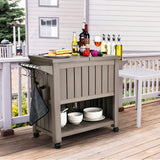 NNEDSZ Garden Bar Serving Cart with Cooler (Taupe)