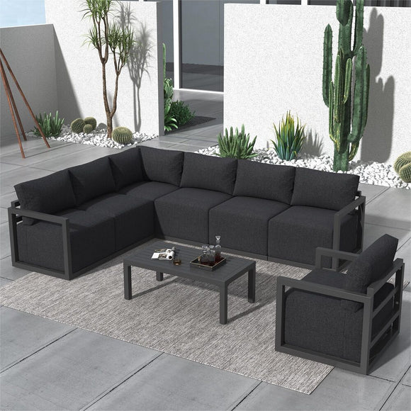 NNEDSZ Alfresco 7-Seat Garden Lounge Set – White