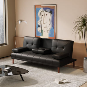 NNEDSZ 3 Seater Adjustable Sofa Bed With Cup Holder Black