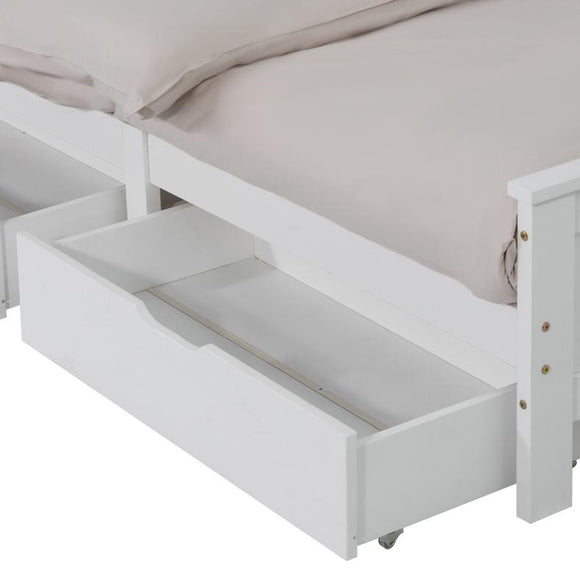 NNEDSZ 2 x Wooden Bed Frame Storage Trundle Drawers-White