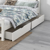 NNEDSZ 2 x Wooden Bed Frame Storage Trundle Drawers-White