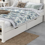 NNEDSZ 2 x Wooden Bed Frame Storage Trundle Drawers-White