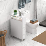 NNEDSZ Removable Bathroom Side Cabinet Toilet Caddy with Storage Drawers- White