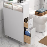 NNEDSZ Removable Bathroom Side Cabinet Toilet Caddy with Storage Drawers- White