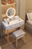 NNEDSZ Dressing Vanity Table Stool Set with Make-up LED Lighted Mirror-White