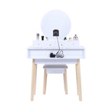 NNEDSZ Dressing Vanity Table Stool Set with Make-up LED Lighted Mirror-White