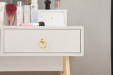 NNEDSZ Dressing Vanity Table Stool Set with Make-up LED Lighted Mirror-White