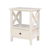 NNEDSZ 2-tier Bedside Table with Storage Drawer 2 PC Rustic White