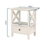 NNEDSZ 2-tier Bedside Table with Storage Drawer 2 PC Rustic White