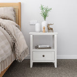 NNEDSZ 2-tier Bedside Table with Storage Drawer 2 PC Rustic White
