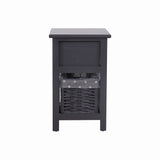 NNEDSZ Grey Bedside Table with Wicker Basket