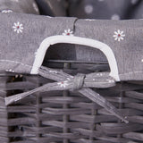 NNEDSZ Grey Bedside Table with Wicker Basket