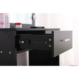 NNEDSZ Fidel Vanity Set with Cushioned Stool and Lighted Mirror- Black