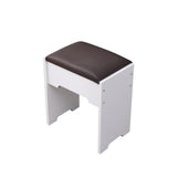 NNEDSZ Fidel Vanity Set with Cushioned Stool and Lighted Mirror- White