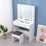 NNEDSZ Fidel Vanity Set with Cushioned Stool and Lighted Mirror- White