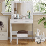 NNEDSZ Fidel Vanity Set with Cushioned Stool and Lighted Mirror- White