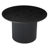 NNEDSZ Luxe Black Ribbed Texture Wooden Coffee Table