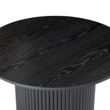 NNEDSZ Luxe Black Ribbed Texture Wooden Coffee Table