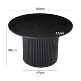 NNEDSZ Luxe Black Ribbed Texture Wooden Coffee Table
