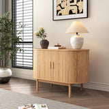 NNEDSZ Natural Wood Ribbed Sideboard Cabinet