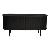 NNEDSZ Ribbed Black Sideboard with Sliding Doors