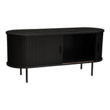 NNEDSZ Ribbed Black Sideboard with Sliding Doors