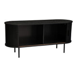 NNEDSZ Ribbed Black Sideboard with Sliding Doors