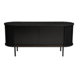 NNEDSZ Ribbed Black Sideboard with Sliding Doors